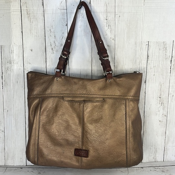 Fossil Bronze Metallic Large Hobo Tote - Picture 1 of 17